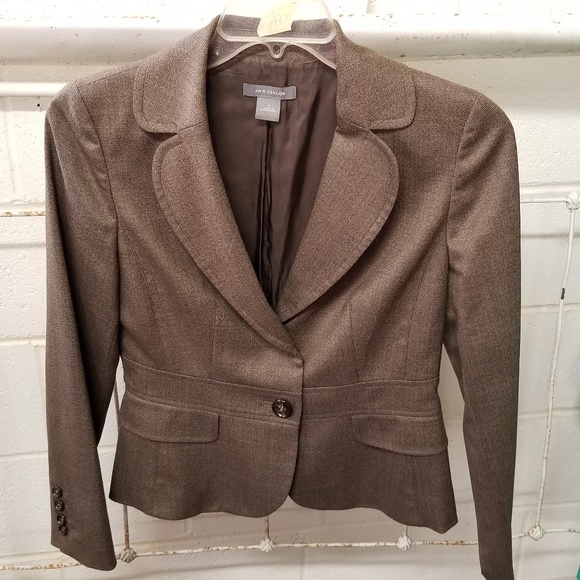 Ann Taylor Jackets & Blazers - Ann Taylor Brown Lined Peplum Blazer Size 4
